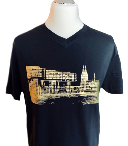 Original V-Neck T-Shirt Motiv Köln Kranhäuser